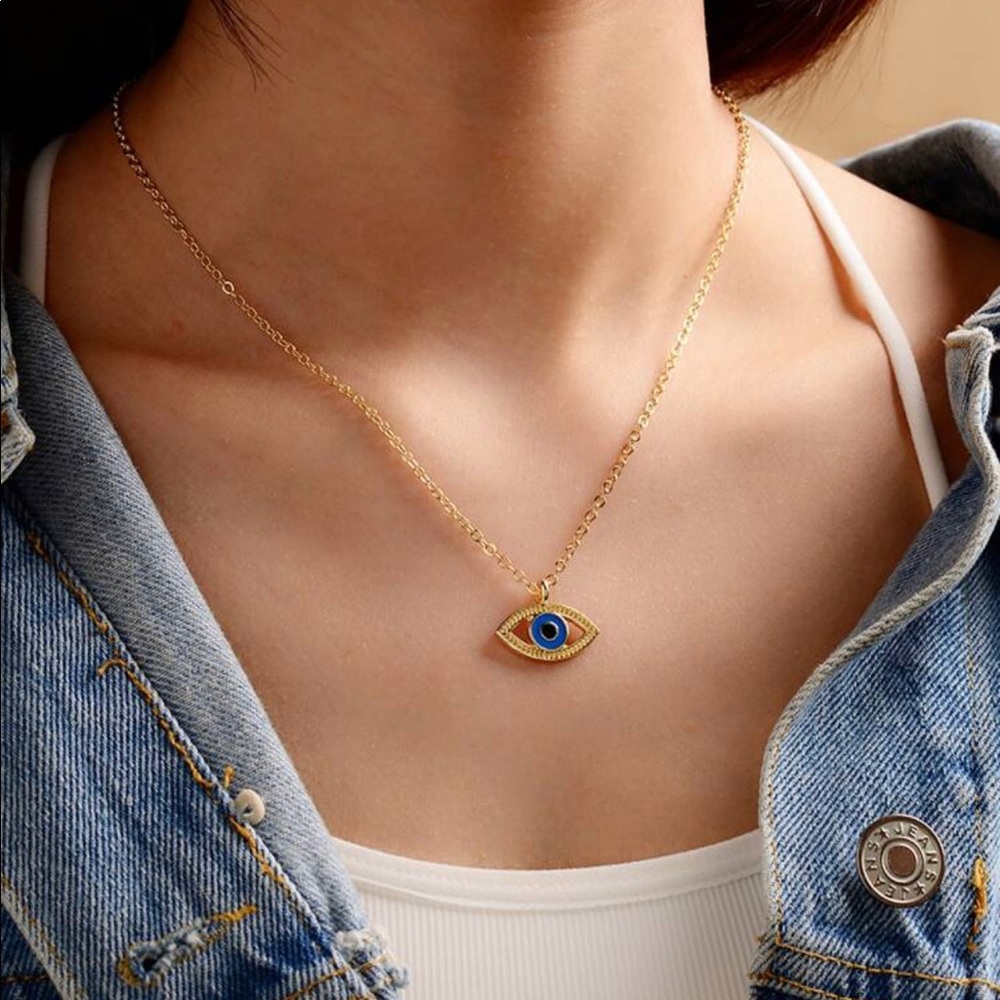 Evil eye gold necklace